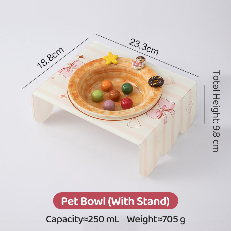 Ceramic Elevated Cat Bowl with Stand