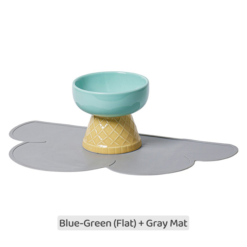 Colorful Ice Cream—Shaped Ceramic Cat Bowl-Petboxok