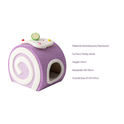 Cat Tree with Swiss Roll Bed & Milk Tea Barrel-Petboxok