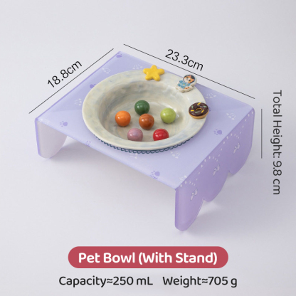 Ceramic Elevated Cat Bowl with Stand