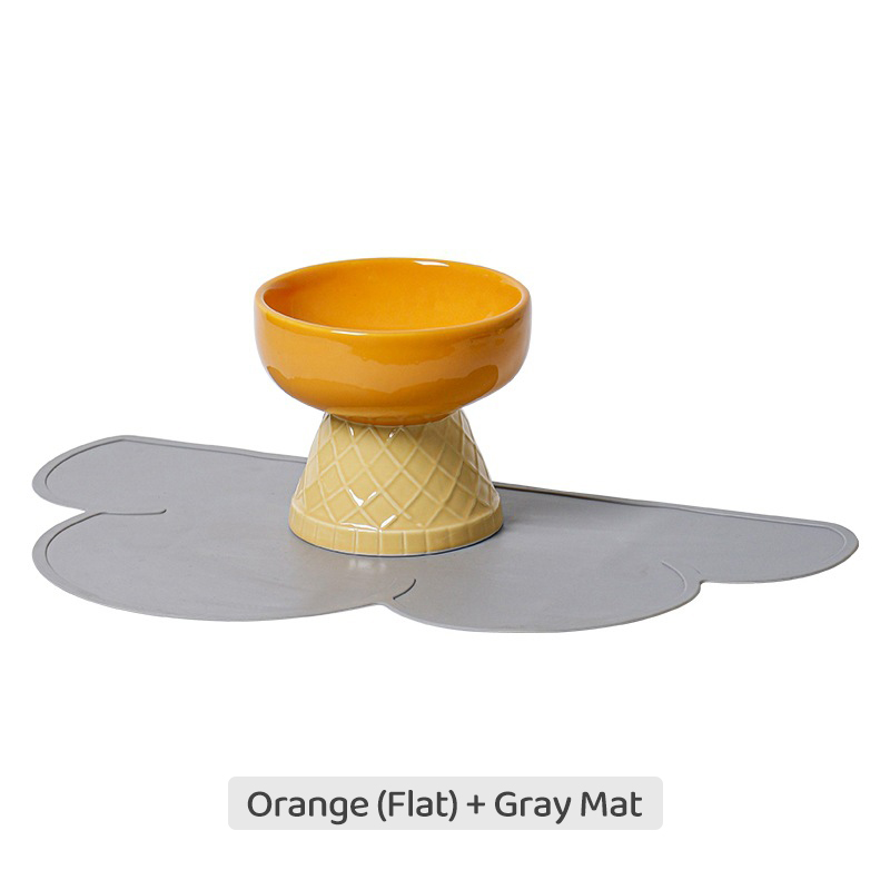 Colorful Ice Cream—Shaped Ceramic Cat Bowl