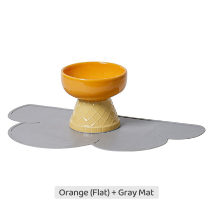 Colorful Ice Cream—Shaped Ceramic Cat Bowl-Petboxok