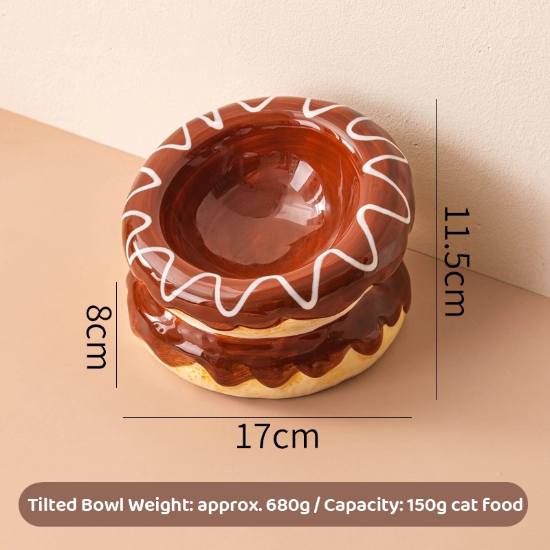 Ceramic Pet Bowl With Donut Design