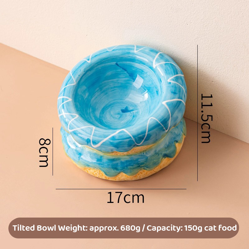Ceramic Pet Bowl With Donut Design
