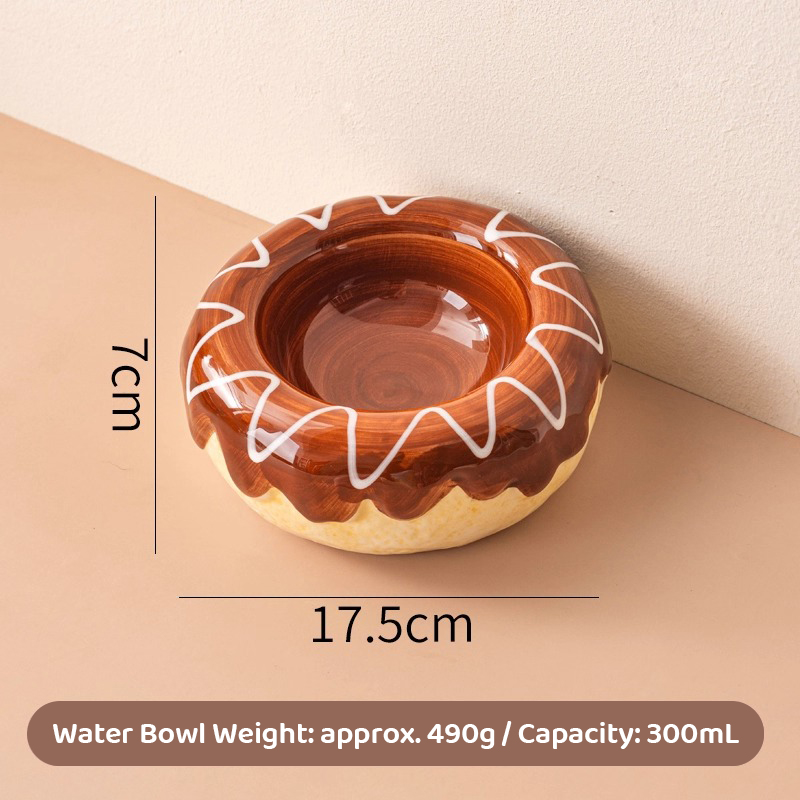Ceramic Pet Bowl With Donut Design