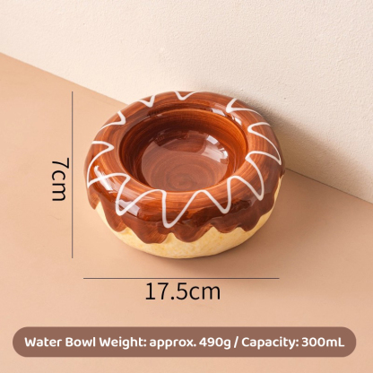 Ceramic Pet Bowl With Donut Design