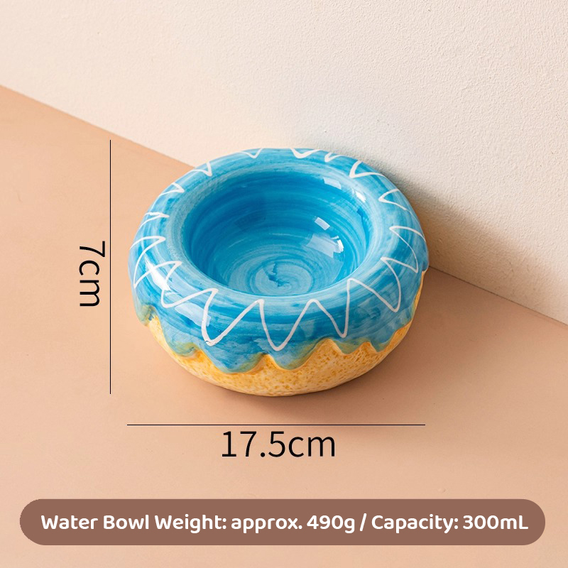 Ceramic Pet Bowl With Donut Design
