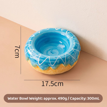 Ceramic Pet Bowl With Donut Design