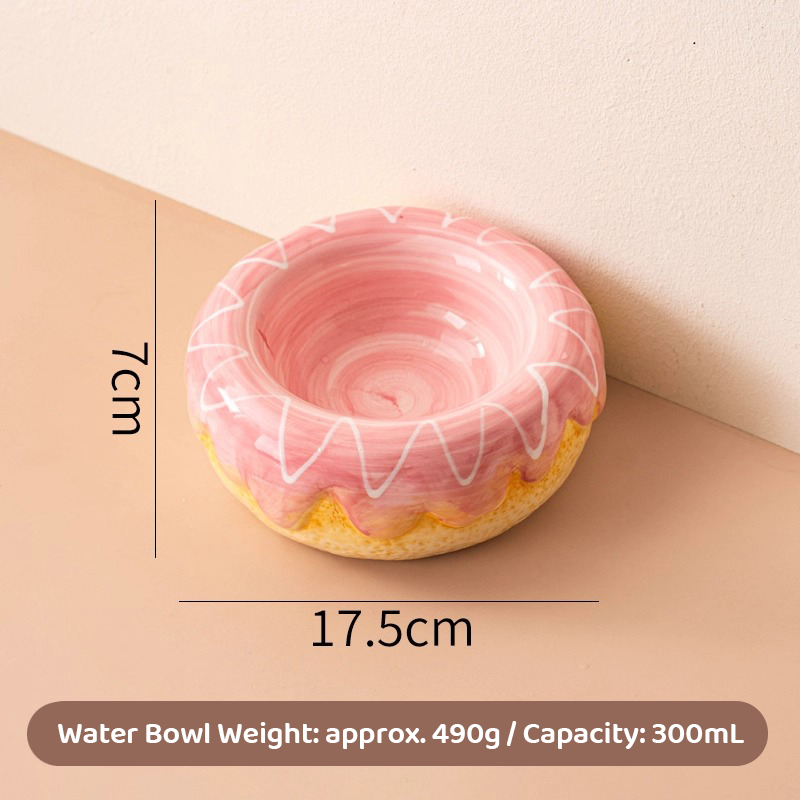 Ceramic Pet Bowl With Donut Design