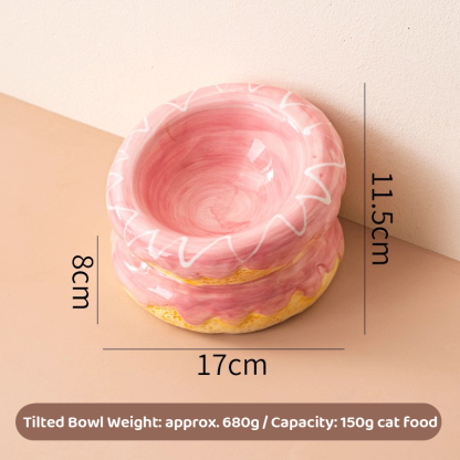 Ceramic Pet Bowl With Donut Design