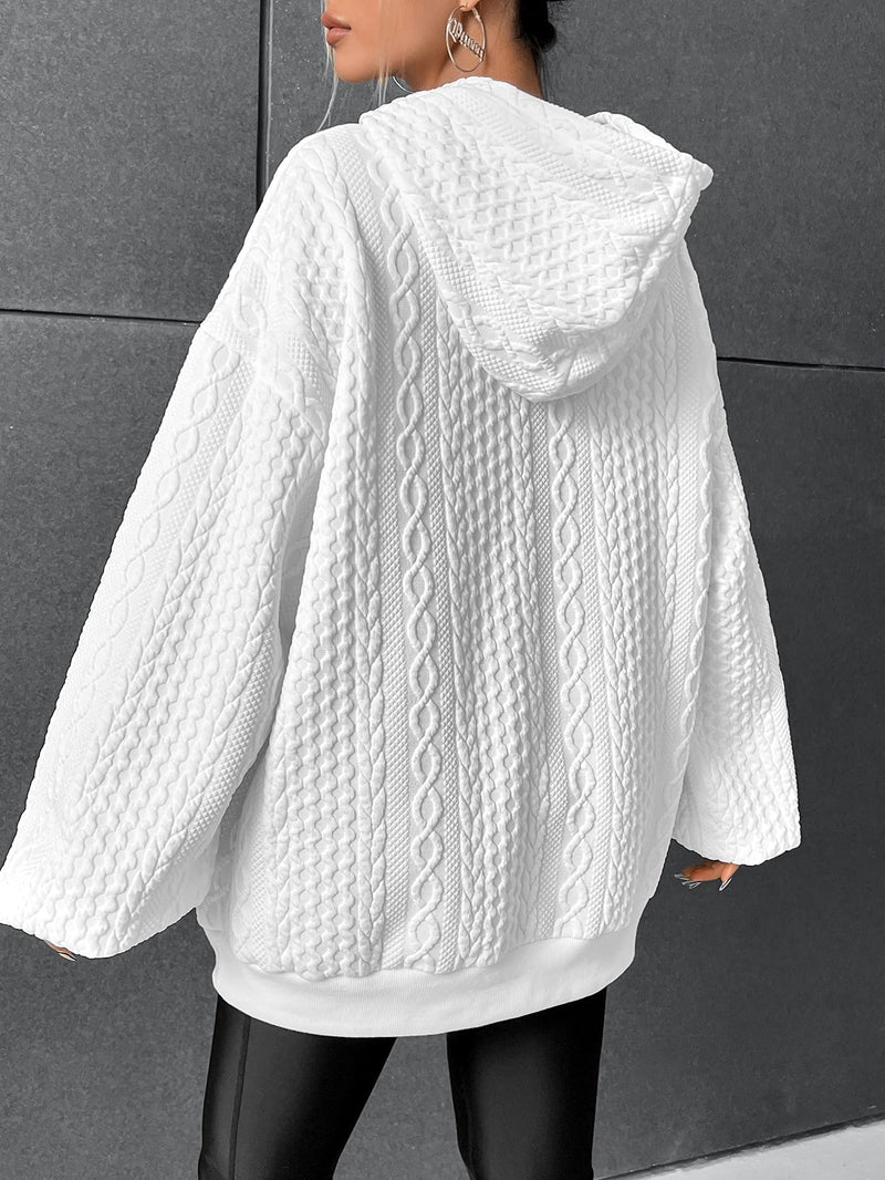 🔥🔥🔥Wolff Hoodie | Elegante Oversized-Hoodie mit Zopfmuster und Kapuze für Damen