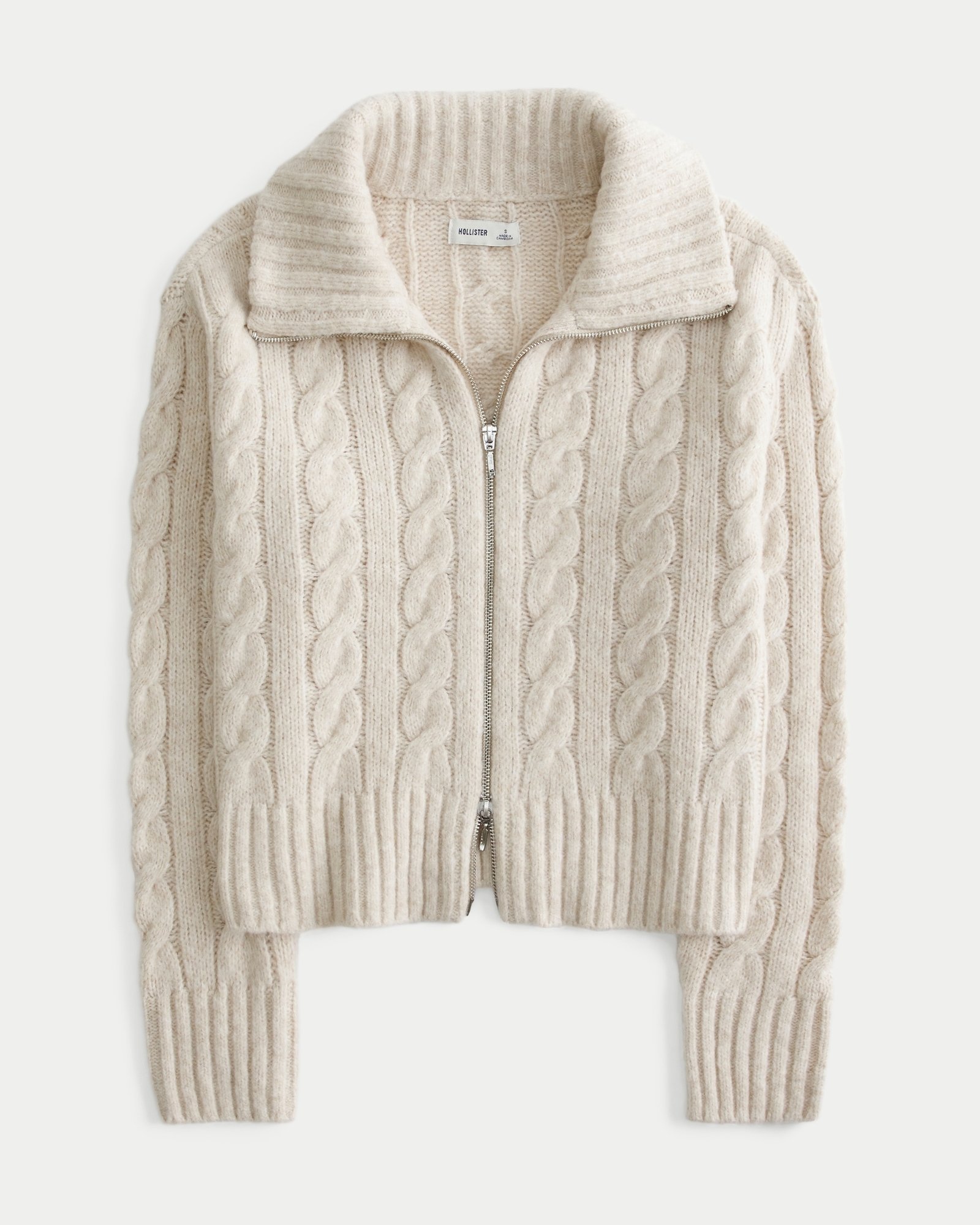 WOLFF Comfy Cloud Zip-Up Cable-Knit Sweater