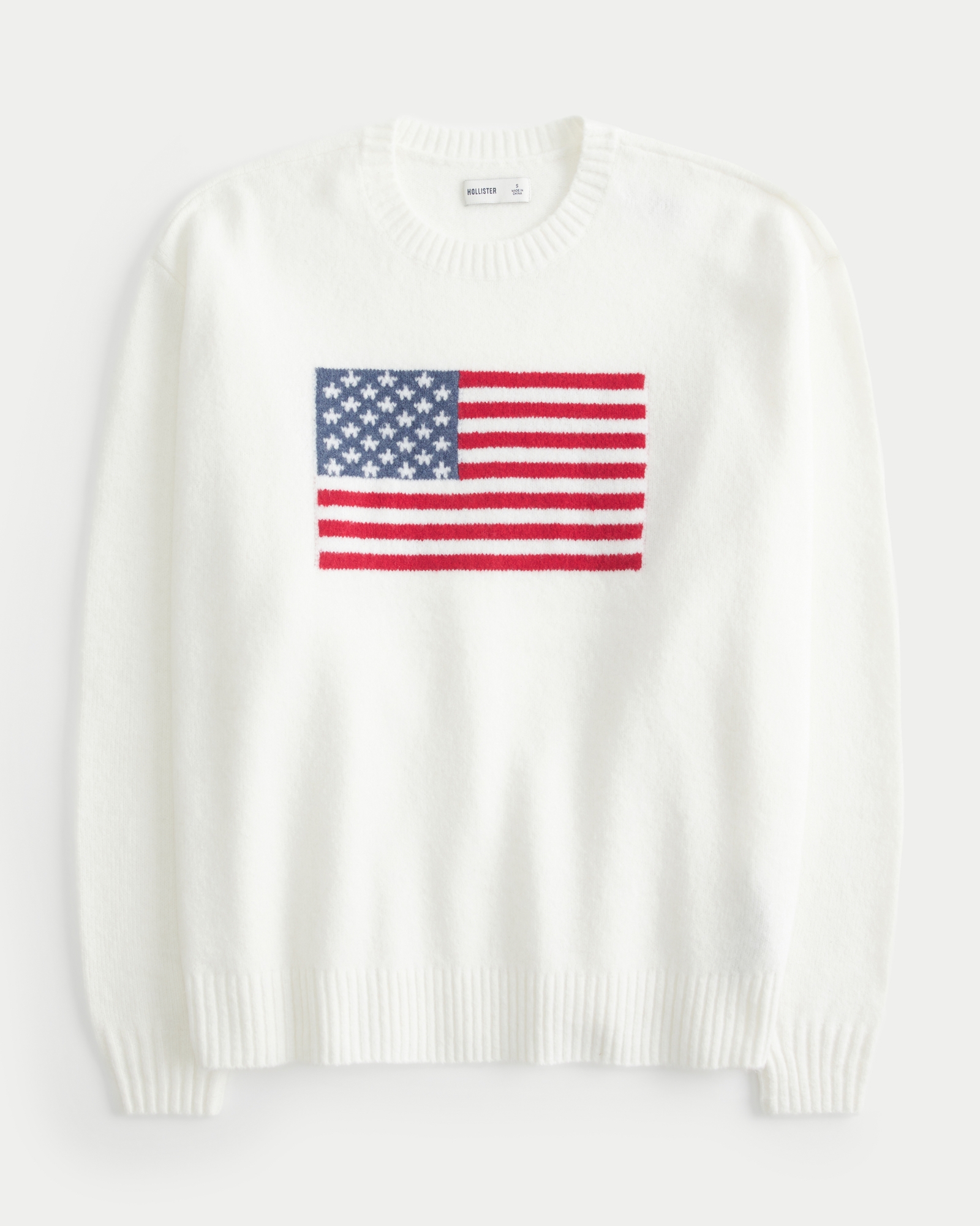 Wolffhost Comfy Cloud American Flag Graphic Crew Sweater