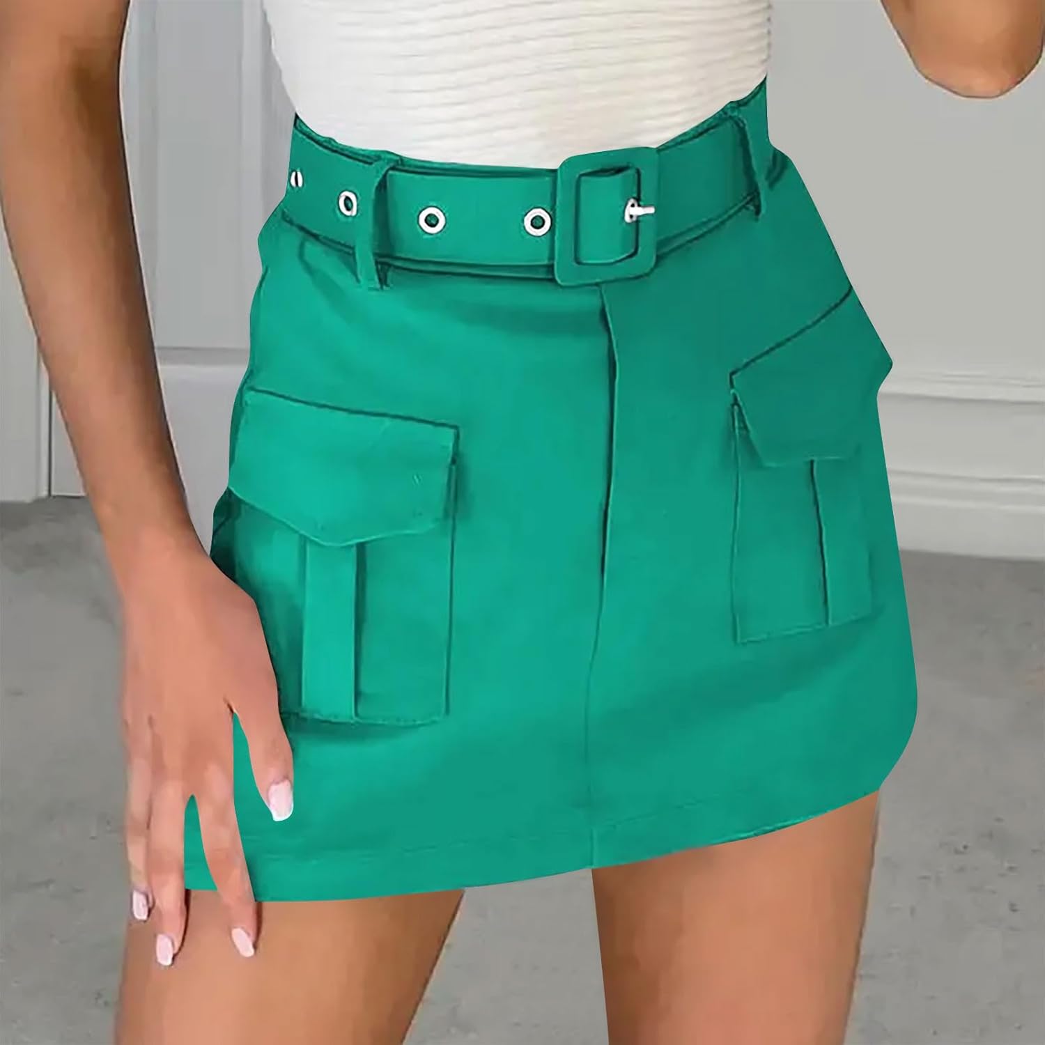 Cargo Skirt for Women 2025 High Waisted Mini Skirts Trendy Y2K Girls Summer Casual Belted Shorts with Pockets