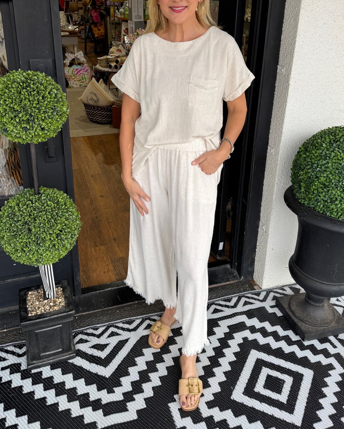 Women's Casual Solid Cotton Linen Lounge Set (Buy 2 Free Shipping)