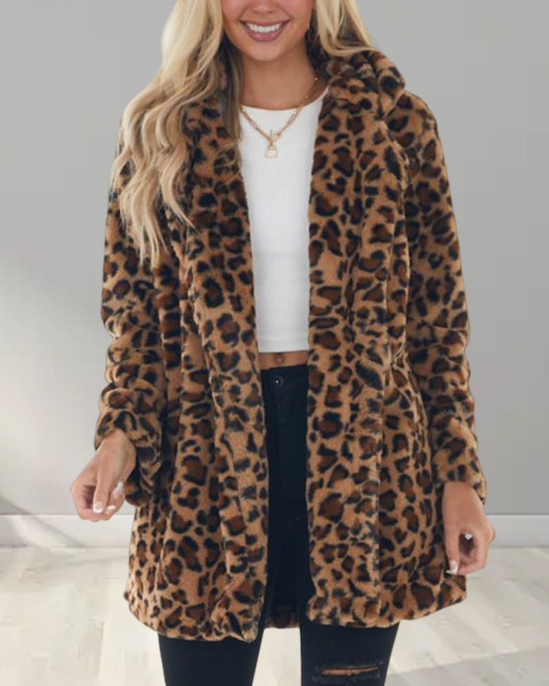 🔥WildElegance: Pl��schjacke mit Leopardenmuster