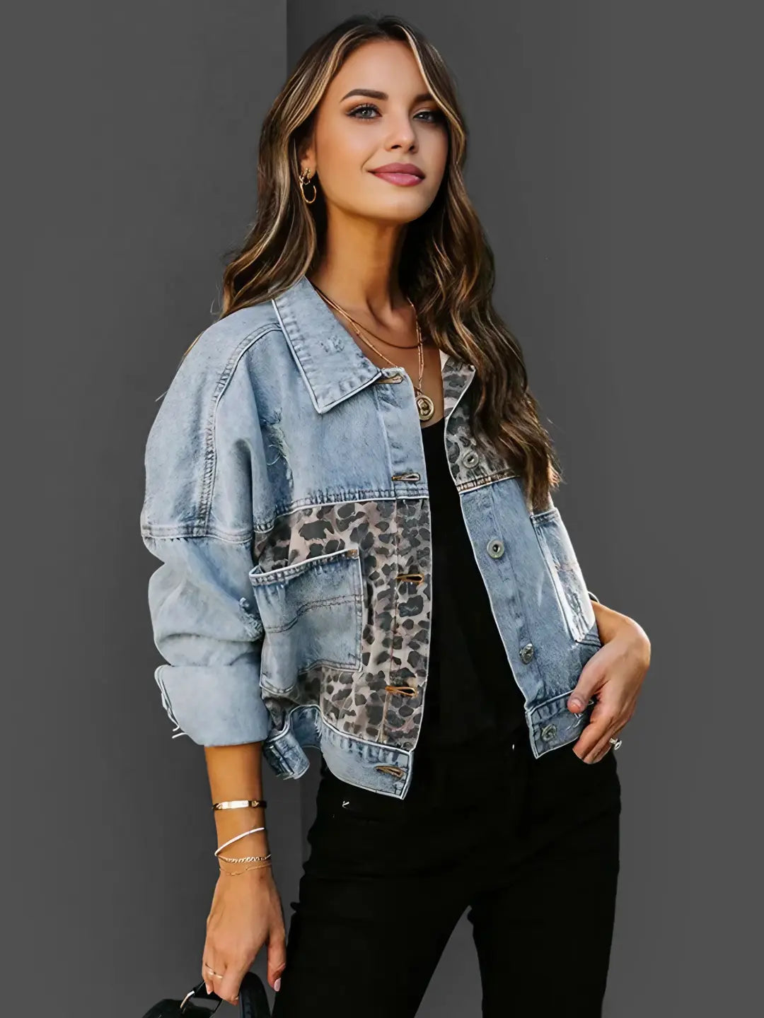 🔥– Leoparden-Denim-Jacke