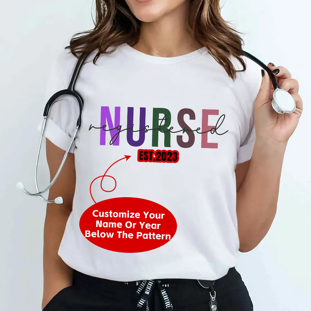 Custom Registered Nurse Embroidery Cotton Nurse T-shirt