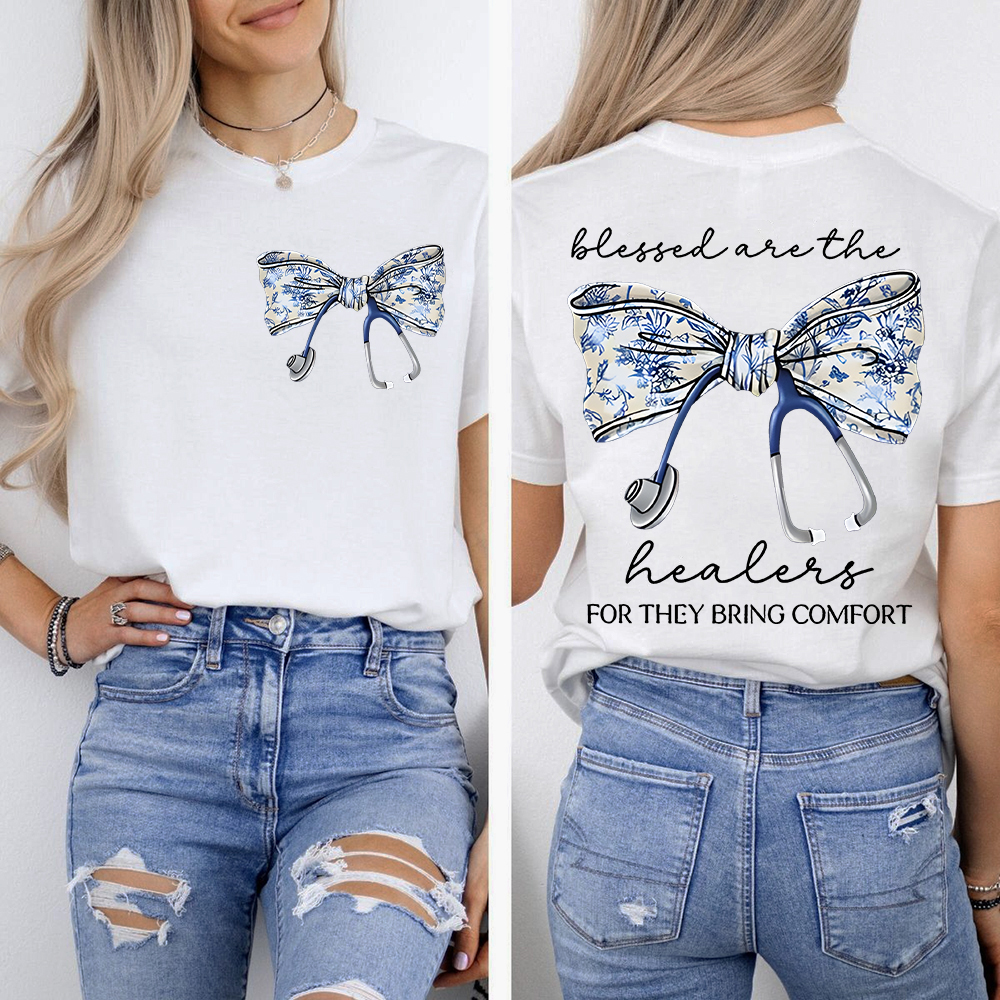 Blessed Are The Healers For They Bring Comfort Double-Sided Cotton Printed T-Shirt
