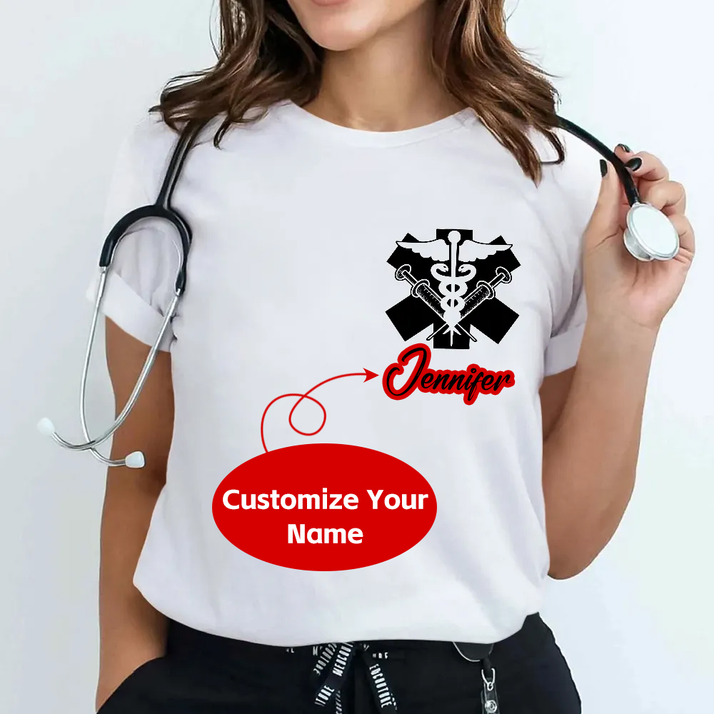 Custom Physician Symbol Doctor Nurse Cotton Nurse T-shirt