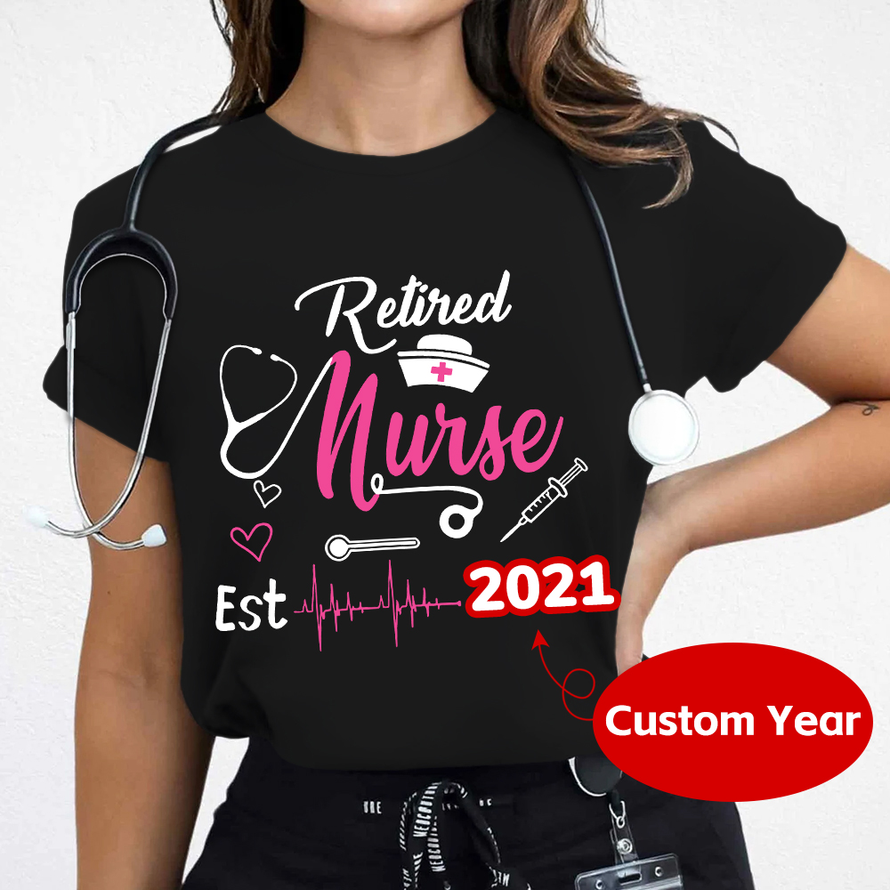 Personalized Nursing Retirement Est 2021 Cotton Nurse T-shirt