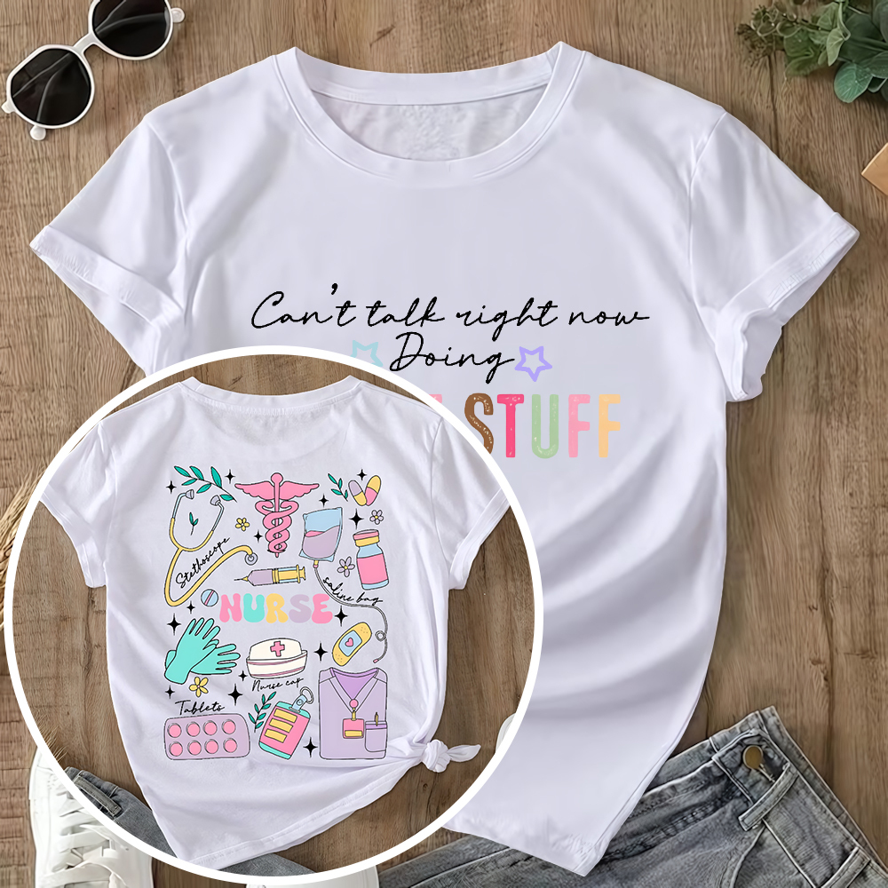 Can’t Talk Right Now Doing Double-Sided Cotton Printed T-Shirt