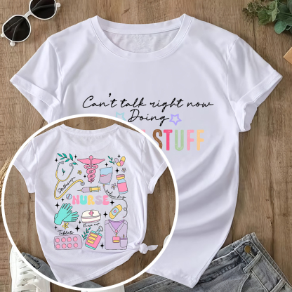 Can’t Talk Right Now Doing Double-Sided Cotton Printed T-Shirt