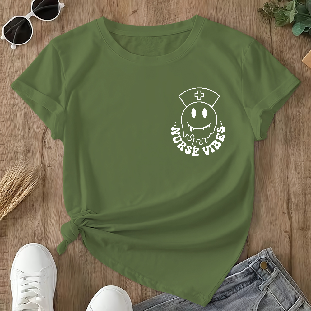 Nurse Vibes Double-Sided Cotton Printed T-Shirt