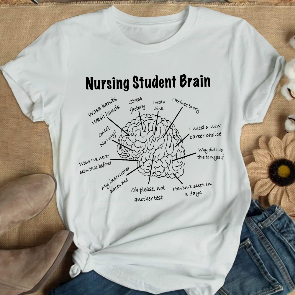 Nursing Student Brain Cotton Nurse T-shirt