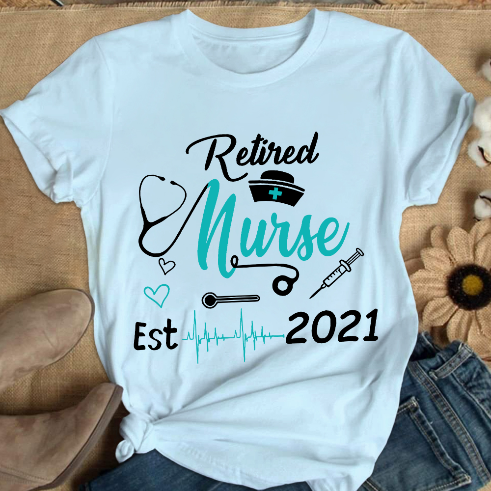 Personalized Nursing Retirement Est 2021 Cotton Nurse T-shirt
