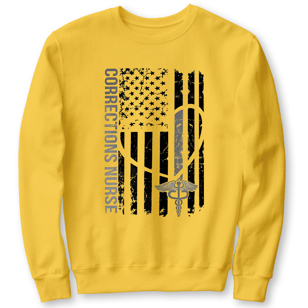 Corrections Nurse Flag Cotton Pullover Sweatshirt