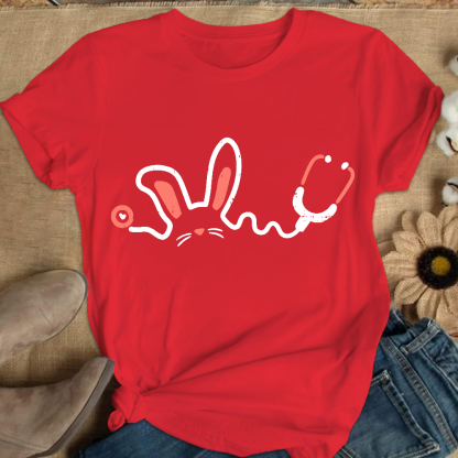 Easter Bunny Stethoscope Cotton Nurse T-shirt