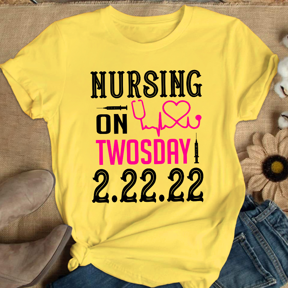 Nursing School On TwosDay Cotton Nurse T-shirt