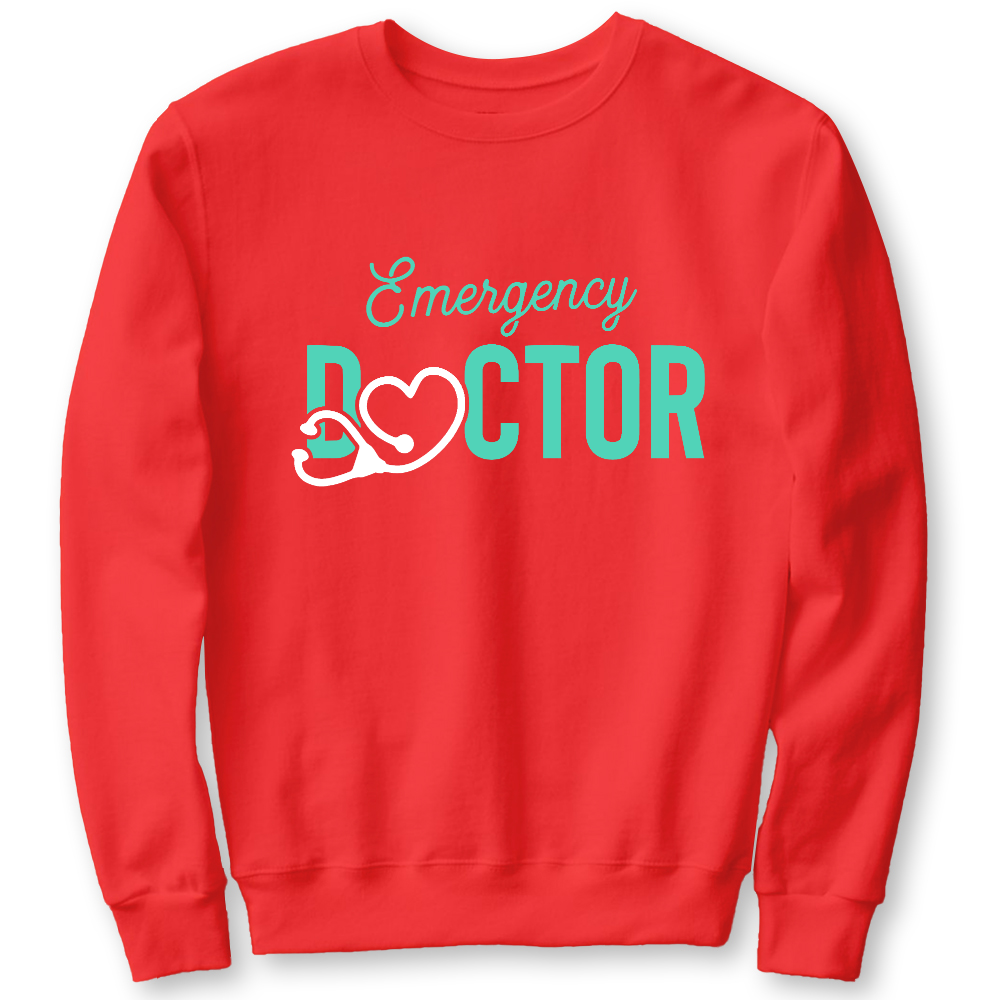 Emergency Doctor Stethoscope Heartbeat First Aid Cotton Pullover Sweatshirt