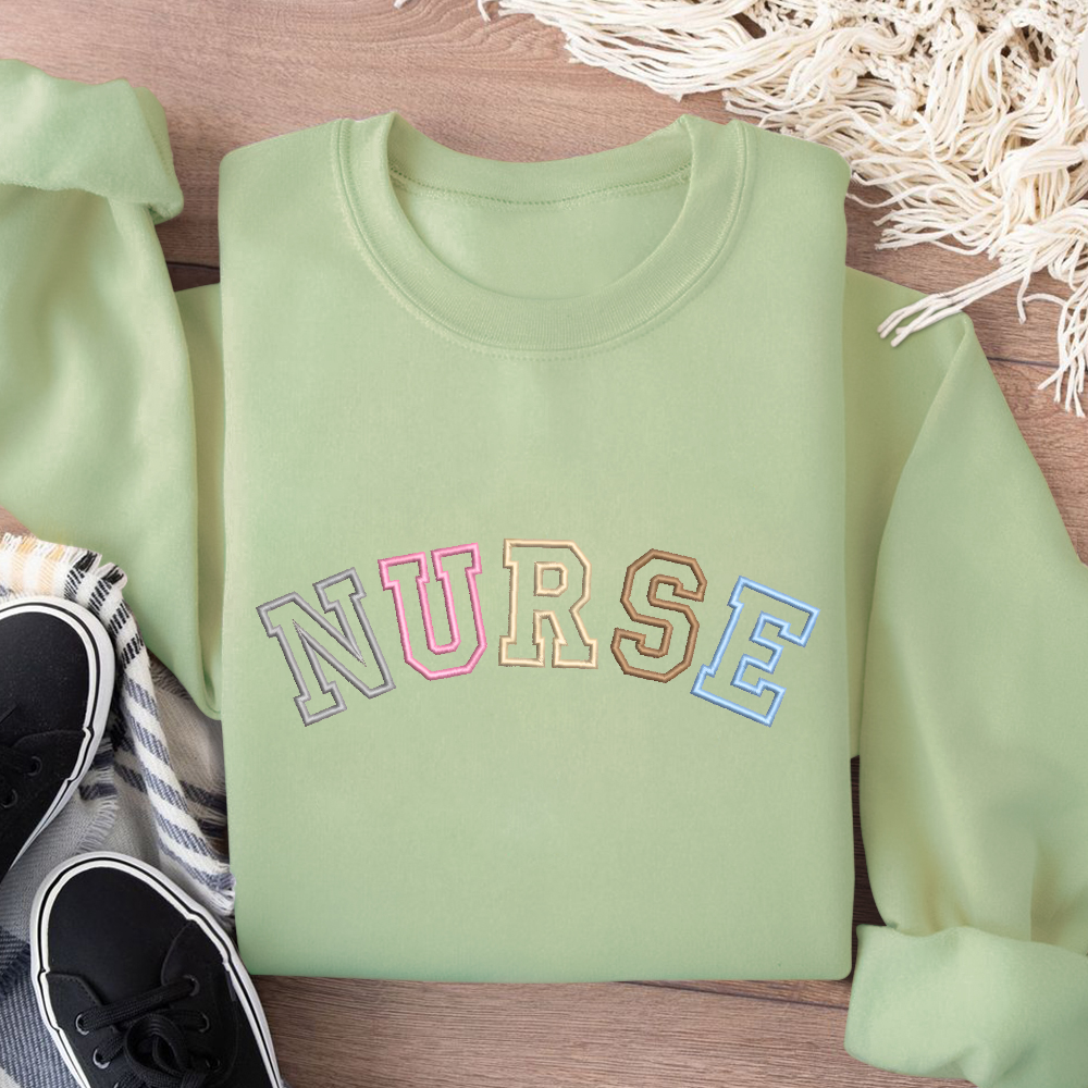 Embroidered Nurse Cotton Pullover Sweatshirt