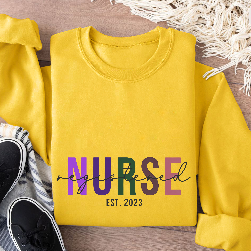 Custom Registered Nurse Embroidery Cotton Pullover Sweatshirt