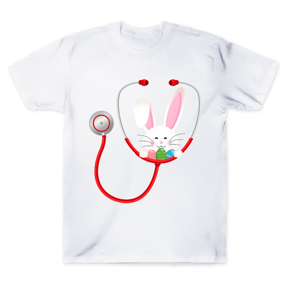 Easter Bunny Stethoscope Cotton Doctor T-shirt
