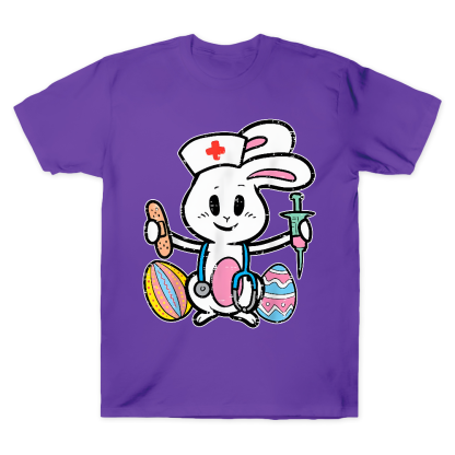 Easter Bunny Nurse Stethoscope Cute Rabbit Cotton Doctor T-shirt