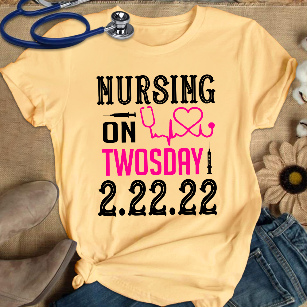 Nursing School On TwosDay Cotton Nurse T-shirt