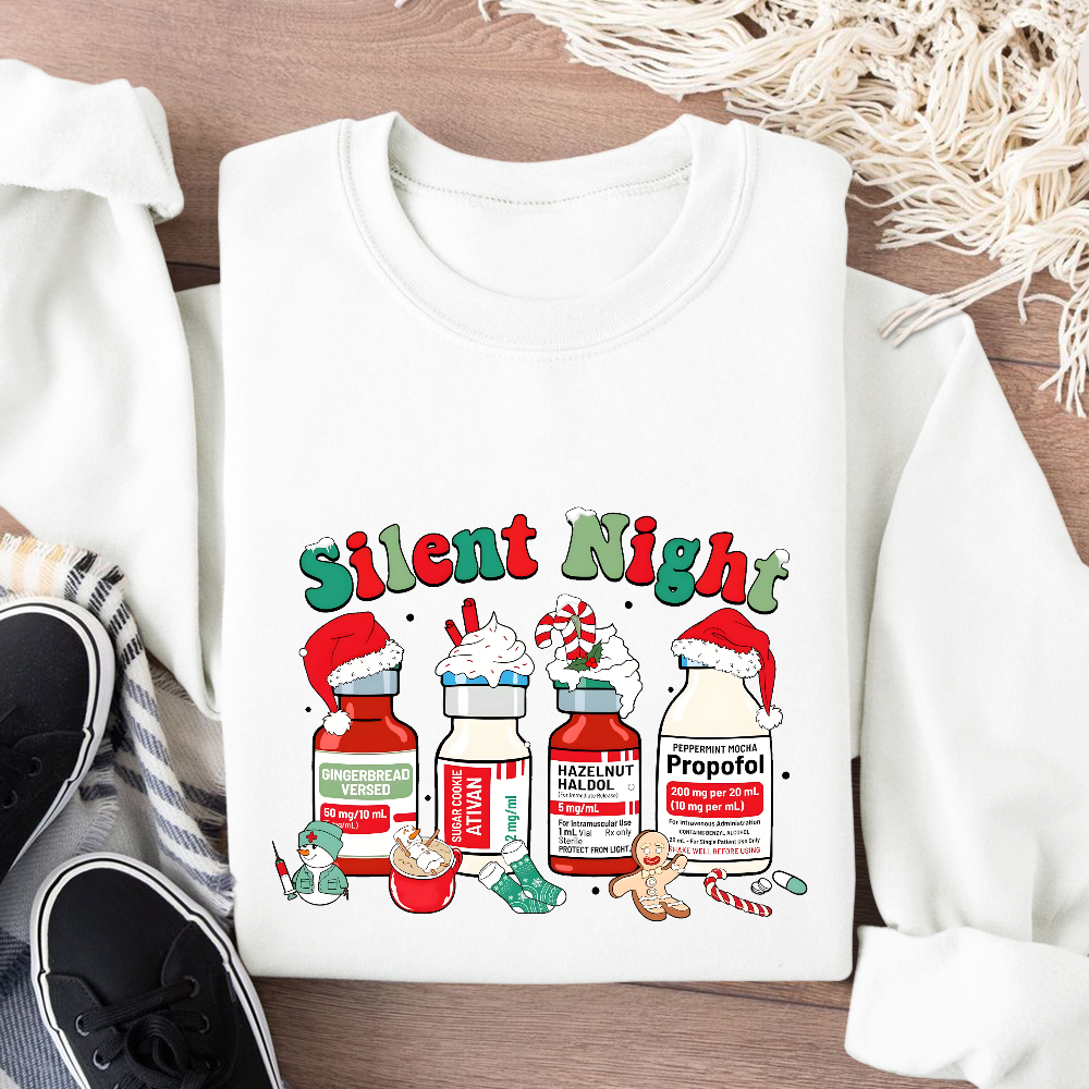 Santa's Helpers Silent Night Cotton Pullover Sweatshirt