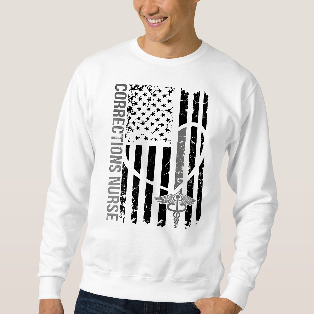 Corrections Nurse Flag Cotton Pullover Sweatshirt