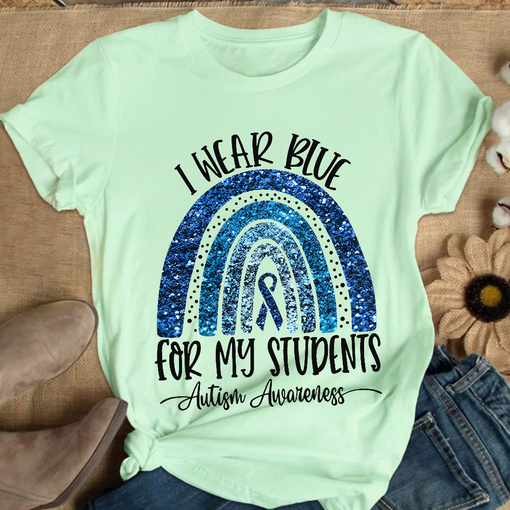 I Wear Blue For My Students Autism Awareness Cotton Nurse T-shirt