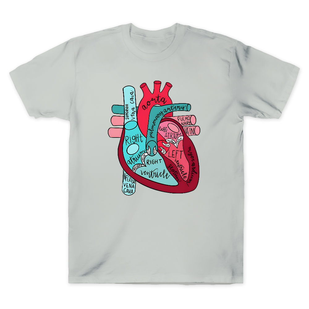 Labeled Anatomical Heart Cotton Doctor T-shirt
