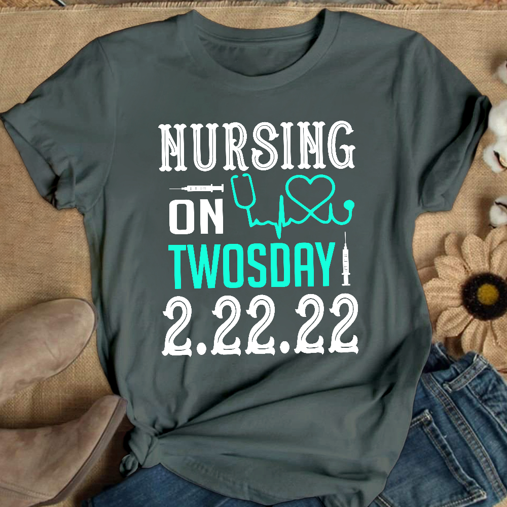 Nursing School On TwosDay Cotton Nurse T-shirt
