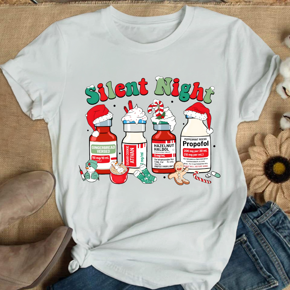 Santa's Helpers Silent Night Cotton Nurse T-shirt