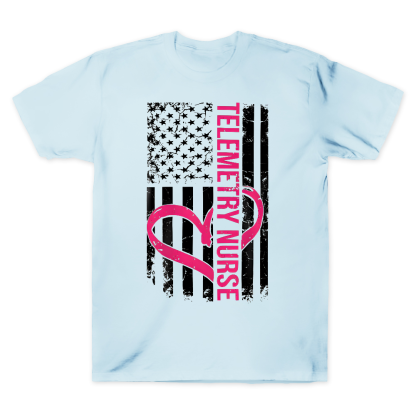 Telemetry Nurse Flag Cotton Doctor T-shirt