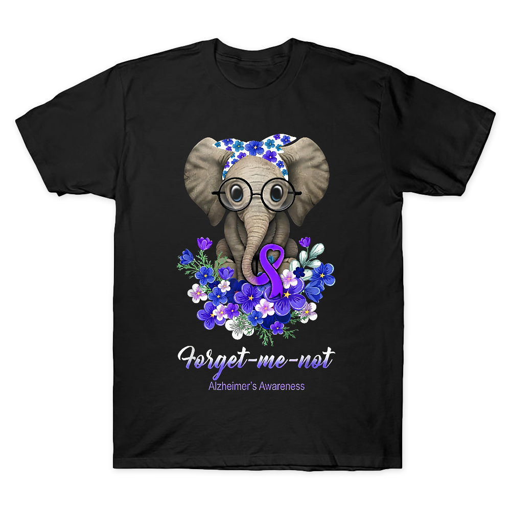 Forget Me Not Alzheimer's Awareness Alzheimers Elephant Cotton Doctor T-shirt