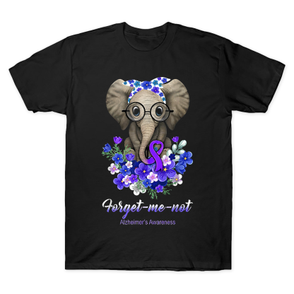 Forget Me Not Alzheimer's Awareness Alzheimers Elephant Cotton Doctor T-shirt