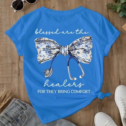 Blessed Are The Healers For They Bring Comfort Double-Sided Cotton Printed T-Shirt