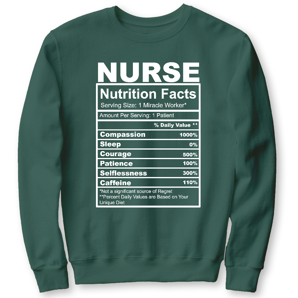 Nurse Nutrition Facts Cute Gift For Nurse Cotton Pullover Sweatshirt